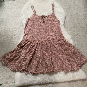 Dress Forum Los Angeles Pink Ditsy Floral Print Tiered Babydoll Sundress Size S